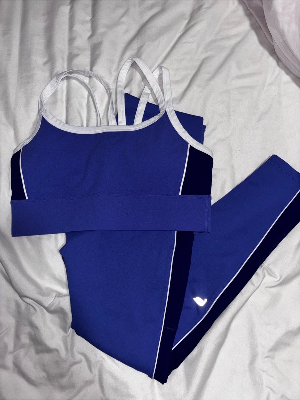 Fabletics Blue Women's Active Crop Top and Leggings Set